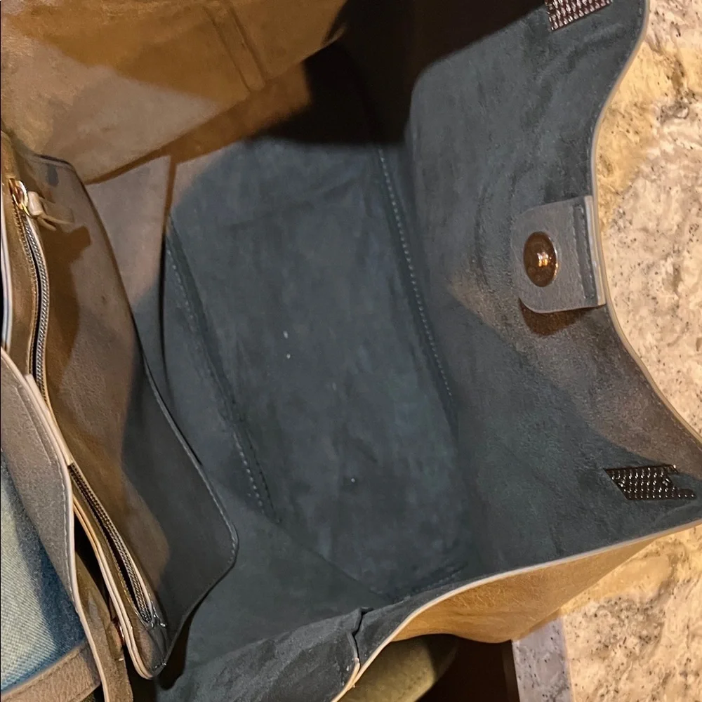 Elegant Sage Green Faux Suede Tote Bag OS